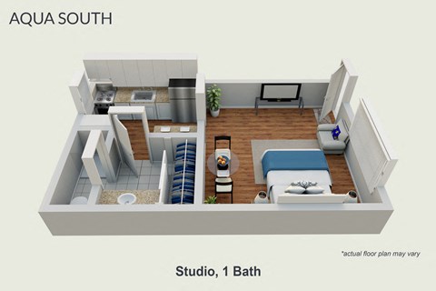 Floor plan for studio, 1 bath, 450 sqft